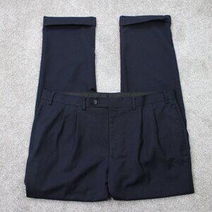 LAUREN Ralph Lauren Pants Mens 38x32 Black High Performance Wool Pleated Stretch